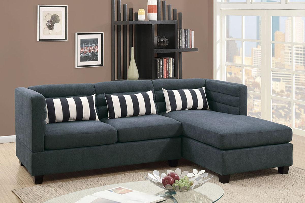 Contemporary, Modern 2-Pcs Sectional Sofa F6994 F6994 in Gray Fabric