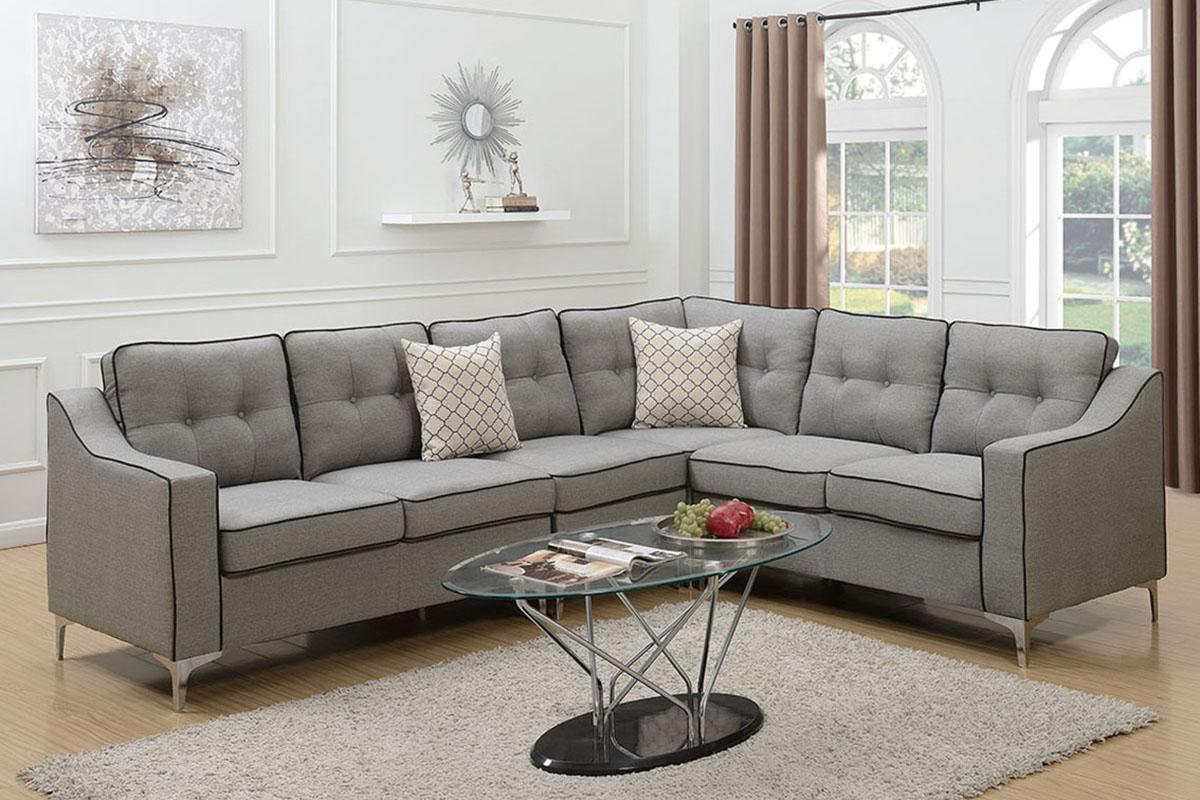

    
Gray Fabric 4-Pcs Sectional Sofa Set F6888 Poundex Modern
