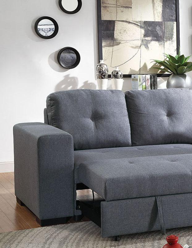 

    
Modern Gray Fabric Upholstered Convertible Sectional F6910 Poundex
