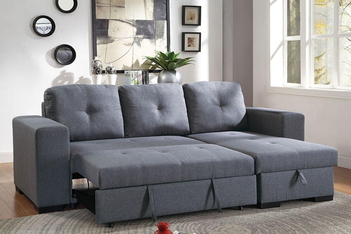 

    
Poundex Furniture F6910 Convertible Sectional Gray F6910
