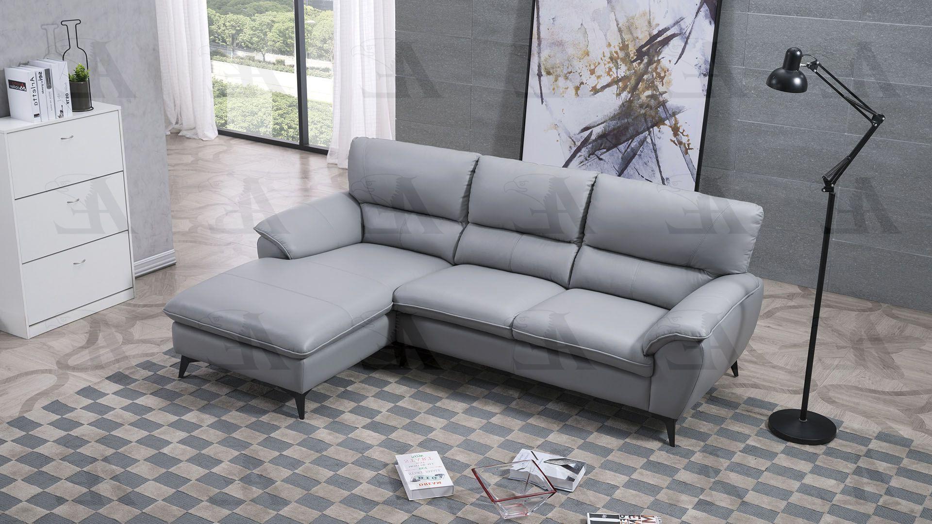 

    
Gray Genuine Leather Sectional Sofa RIGHT EK-L153-GR American Eagle Modern
