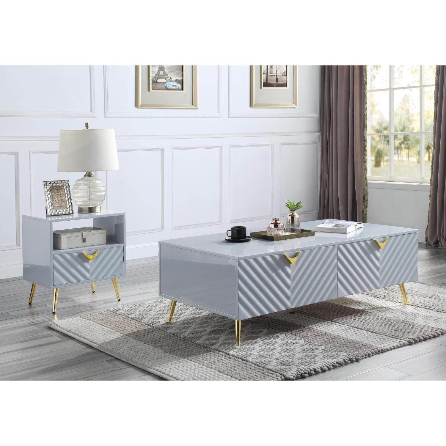 Modern, Casual Coffee Table and 2 End Tables Gaines LV01135-3pcs in Gray 