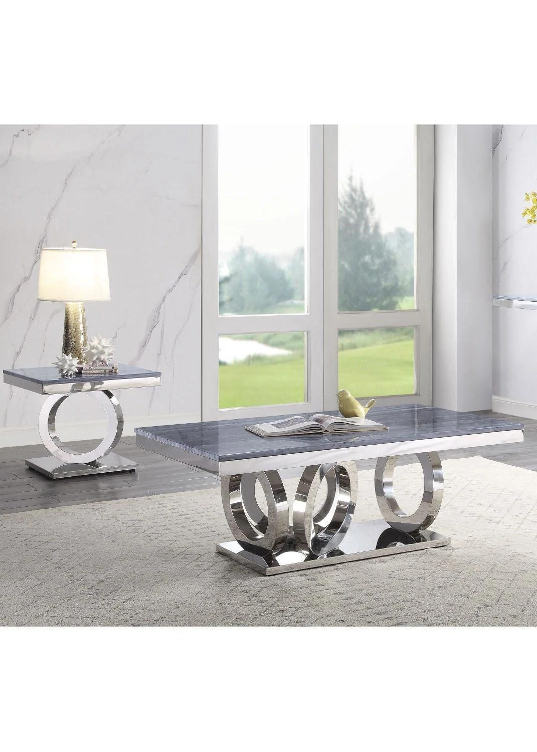Modern Coffee Table and 2 End Tables Zasir 87335-3pcs in Mirrored 