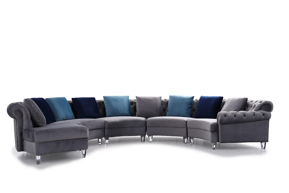 Contemporary, Modern Sectional Sofa Darla VG2T1124-5P-GRY in Gray Fabric