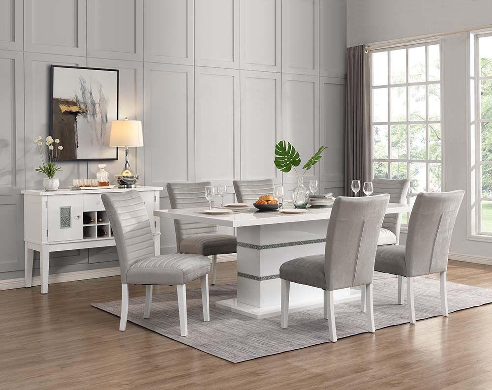 Modern Dining Room Set Elizaveta DN00814-8pcs in White, Gray 