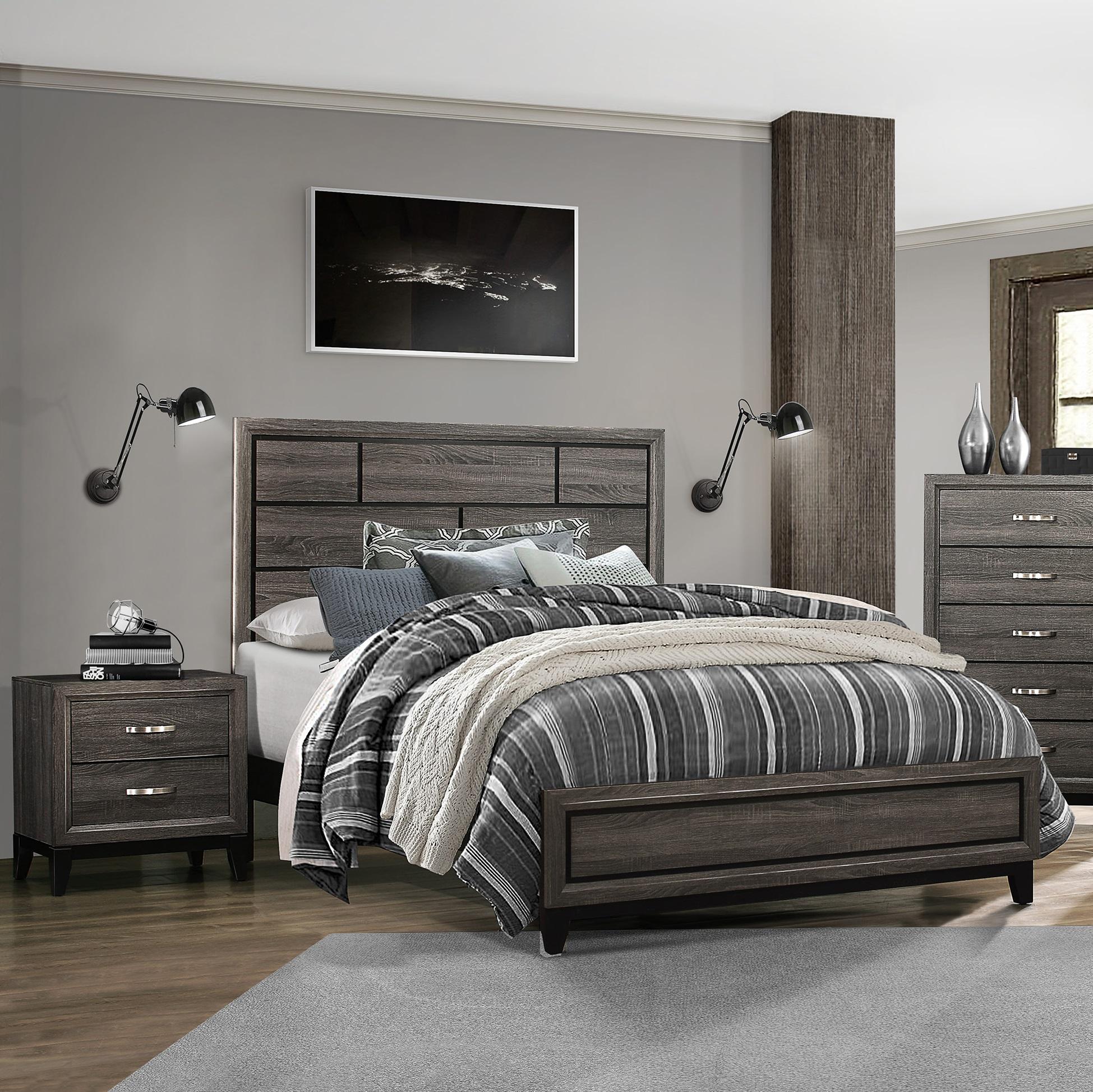 Modern Bedroom Set 1645K-1CK-3PC Davi 1645K-1CK-3PC in Gray 