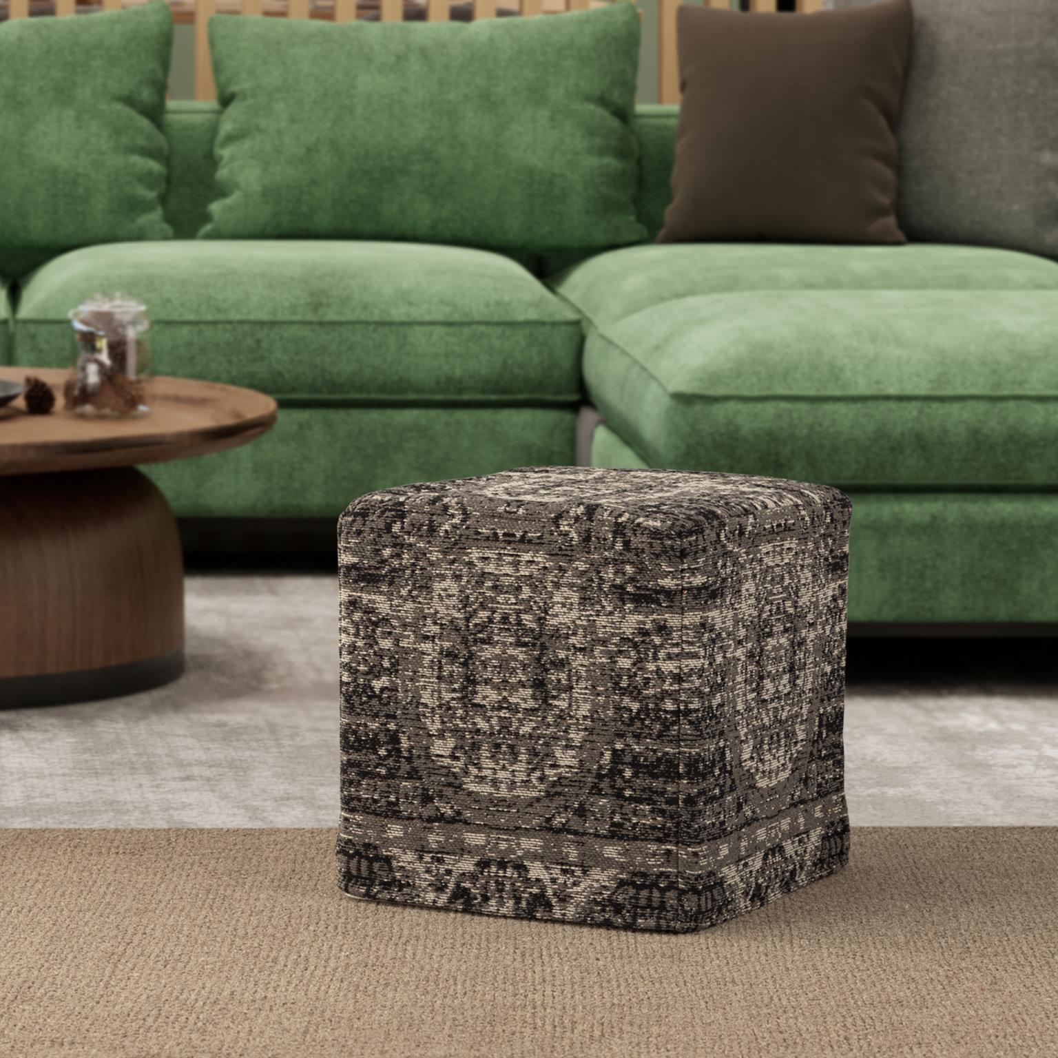 

    
Modern Gray Wood Square Pouf Albany Living 1808
