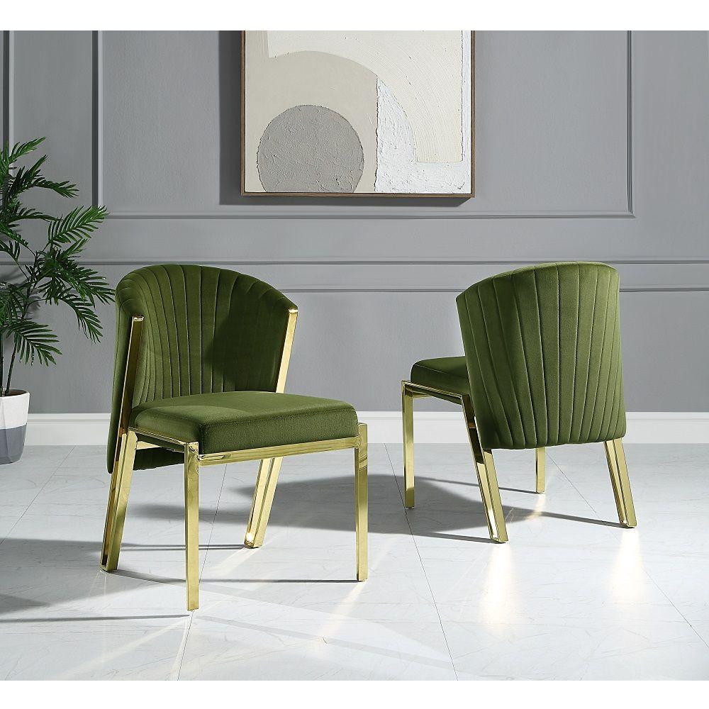Modern Side Chair Set Fallon Side Chair Set 2PCS DN01956-C-2PCS DN01956-C-2PCS in Green, Gold Velvet
