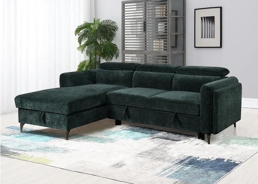 Modern Sectional Sofa Zadok Sectional Sofa LV03180 LV03180 in Green Chenille