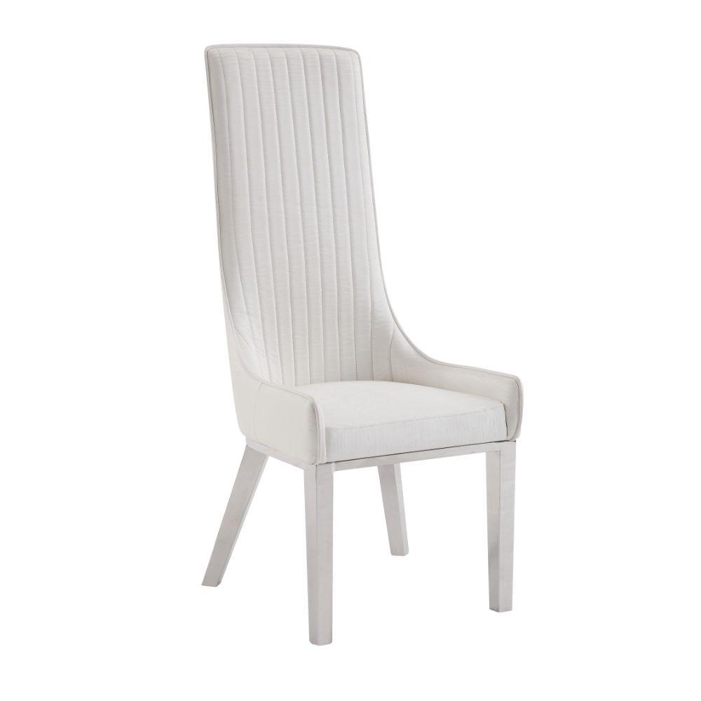 Modern Dining Chair Set Gianna 72473-2pcs in Ivory PU