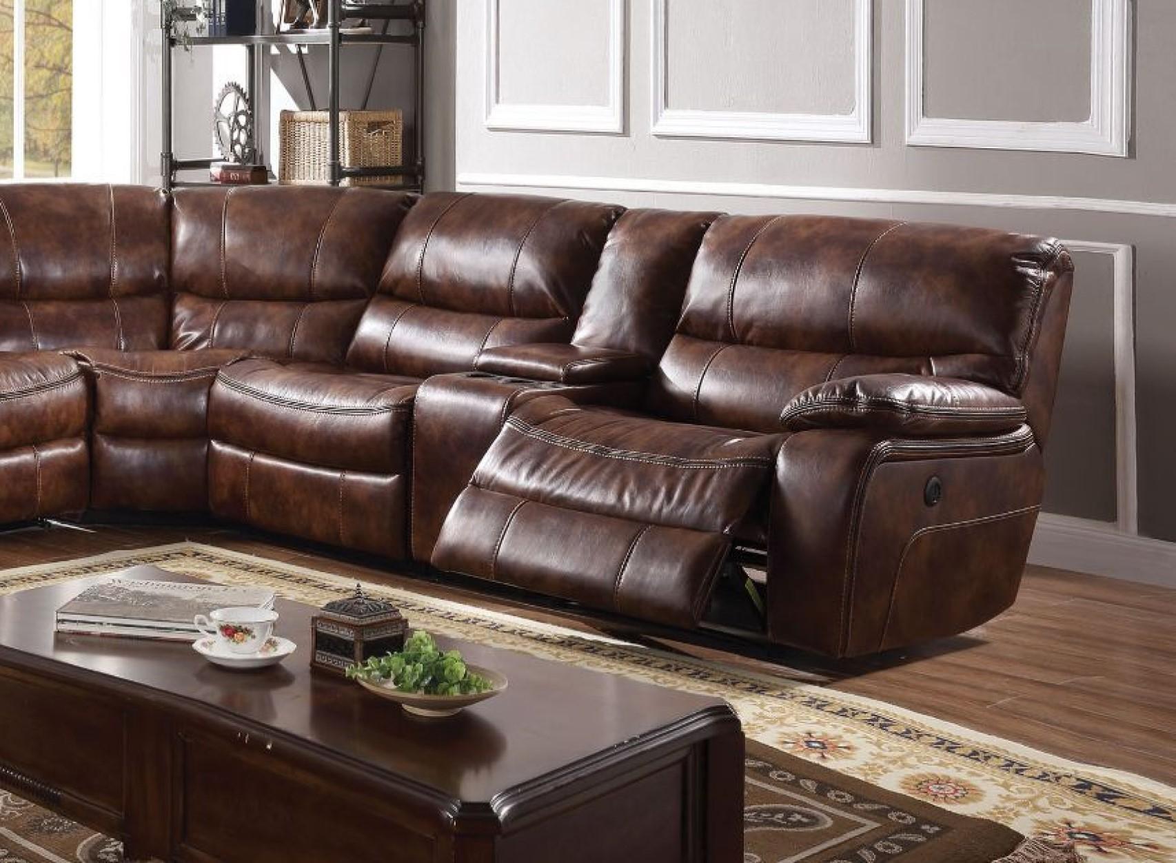 

    
Modern Brown Solid Wood Reclining Sectional Sofa Furniture of America Brax 52070-SS
