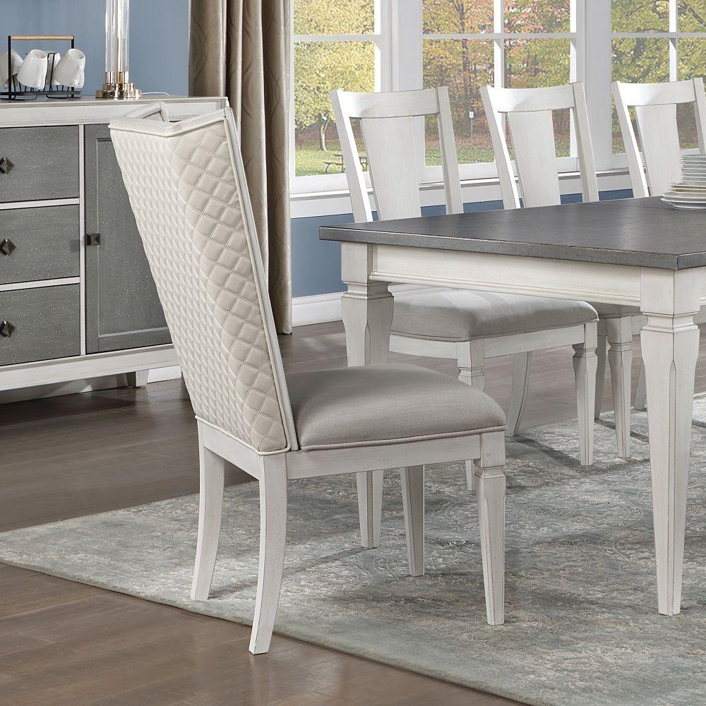 Modern Dining Room Set Katia Hostess Chair Set 2PCS DN02275-HC-2PCS DN02275-HC-2PCS in Light Gray, White Linen