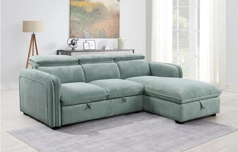 

    
Modern Light Green Wood Sectional Sofa Acme Zavala LV03190
