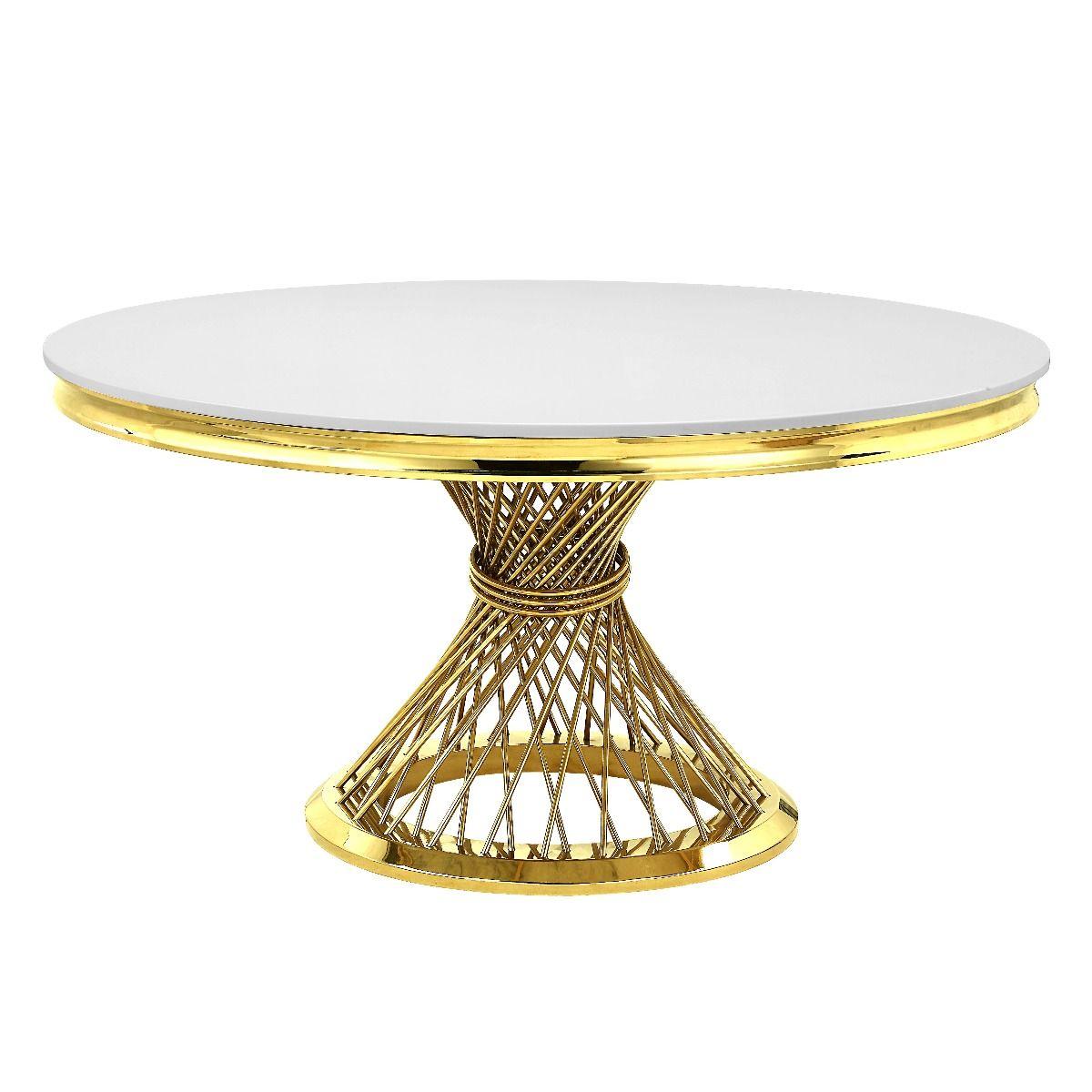Modern, Classic Dining Table Fallon DN01189 DN01189 in Gold Finish, White 