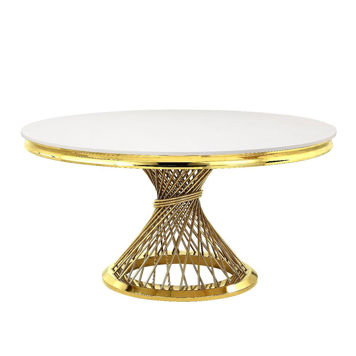 

    
Acme Furniture Fallon DN01189 Dining Table Gold Finish/White DN01189
