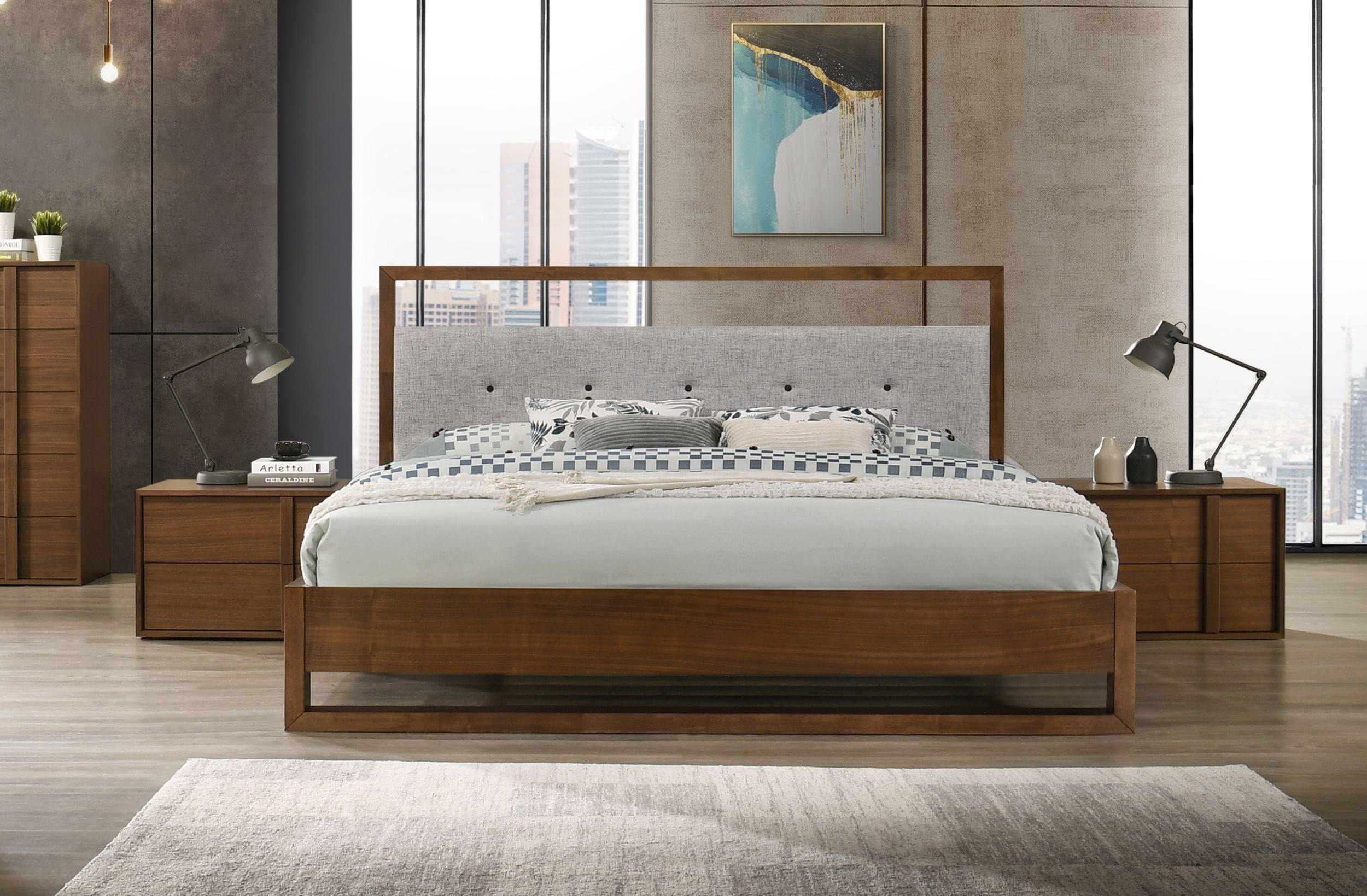 

                    
VIG Furniture Falcor Berlin Panel Bedroom Set Walnut/Gray Fabric Purchase 
