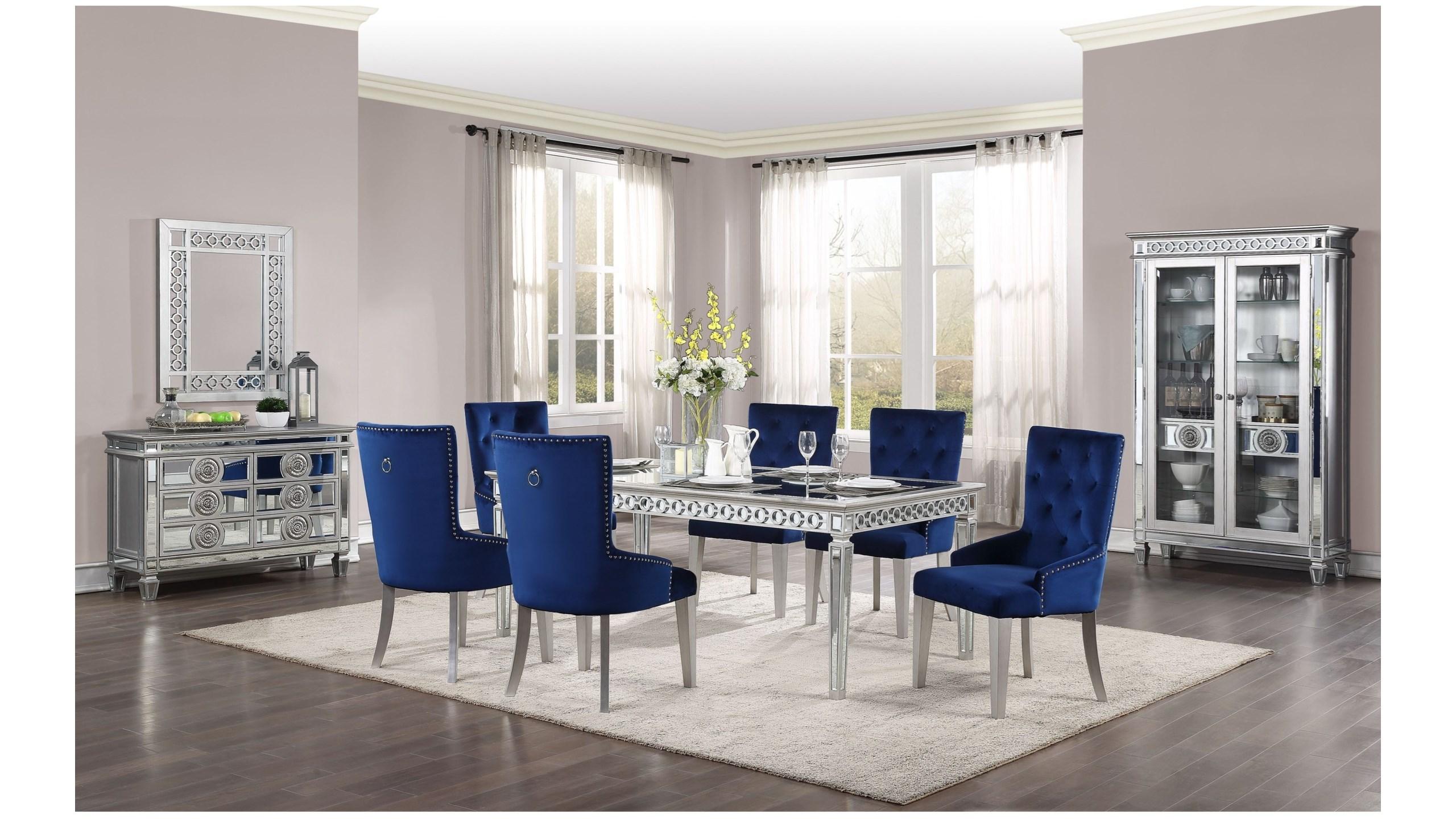 Modern, Transitional Dining Room Set Varian 66155-9pcs in Platinum 