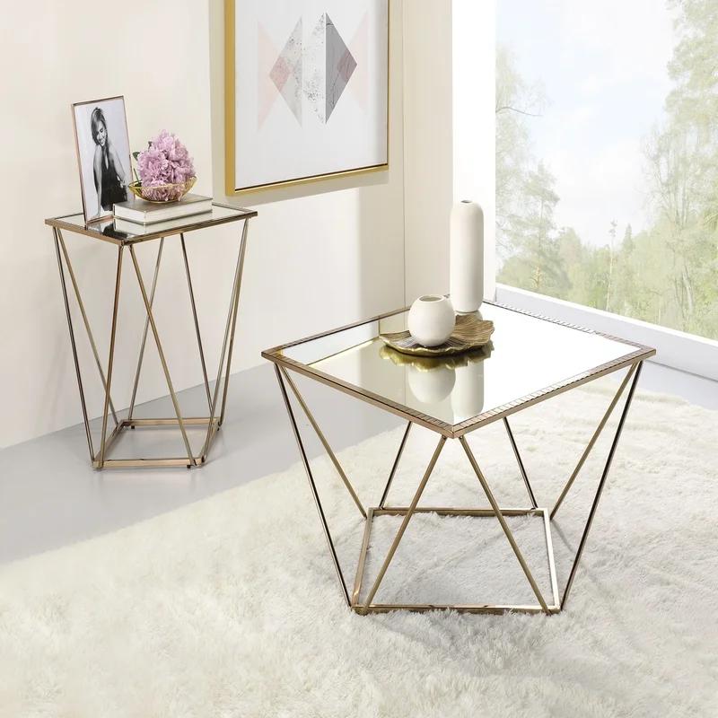 Modern Coffee Table and 2 End Tables Fogya 86055-3pcs in Champagne 