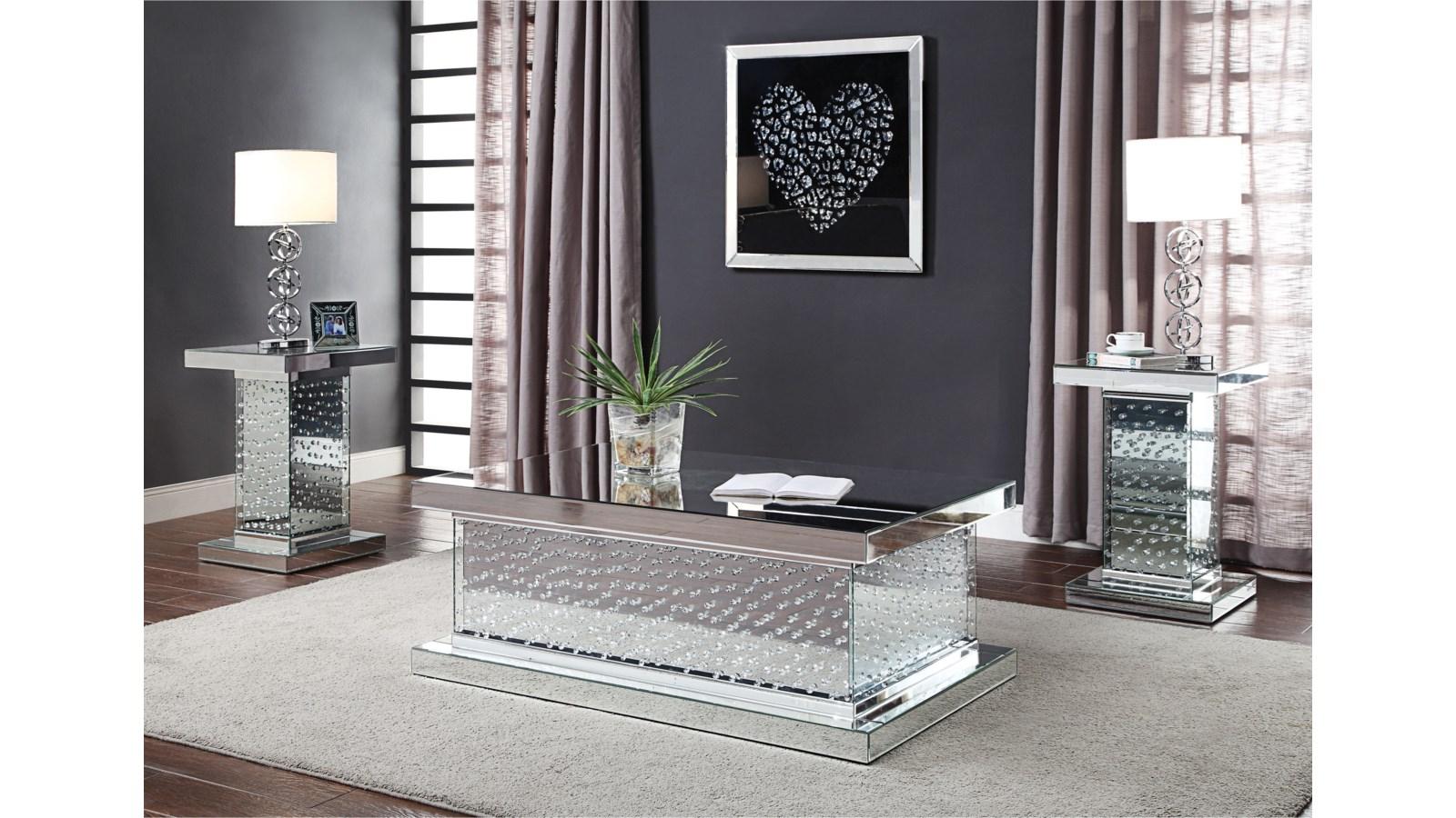 Modern Coffee Table and 2 End Tables Nysa 81410-3pcs in Mirrored 