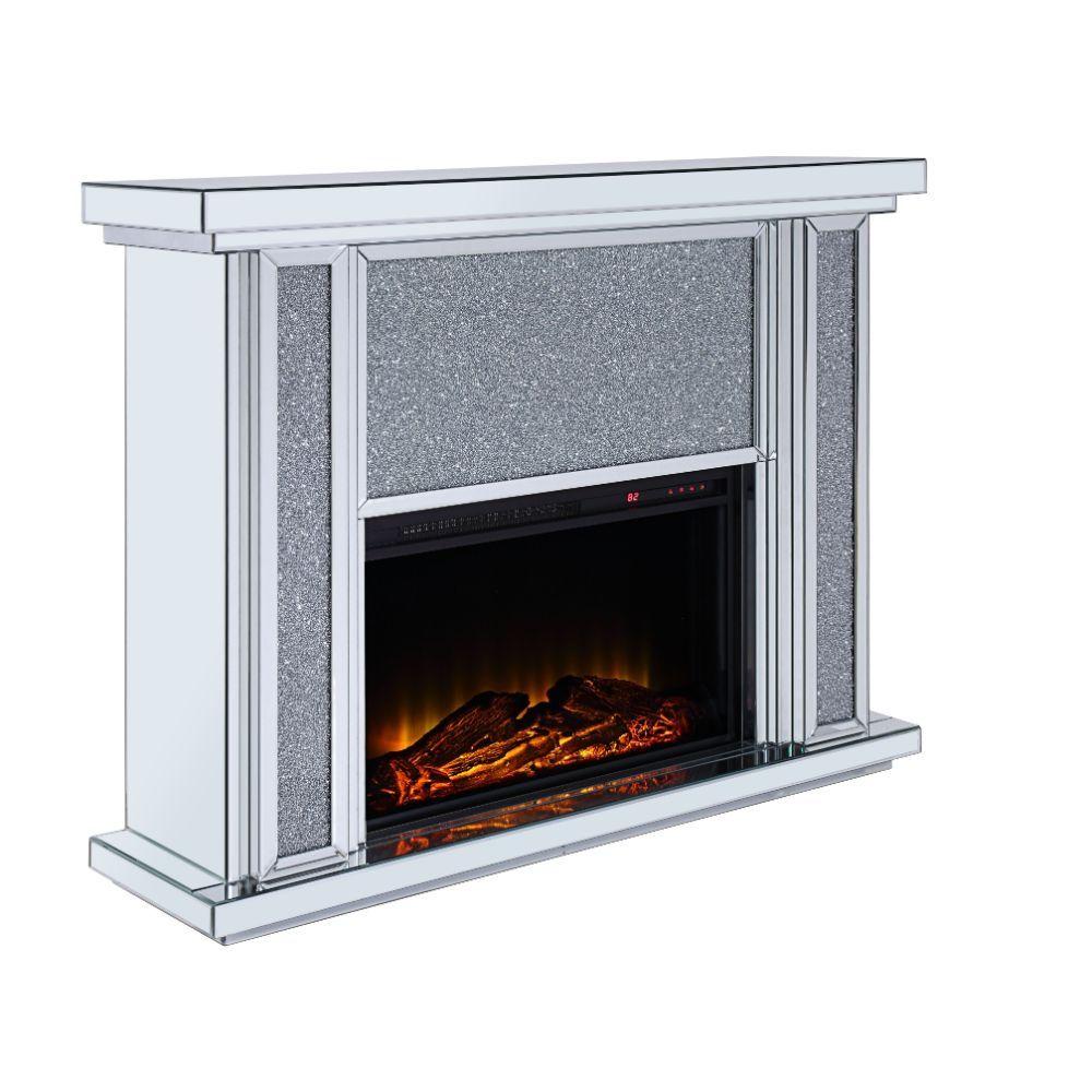 

    
Modern Mirrored & Faux Crystals Fireplace by Acme Nowles 90457
