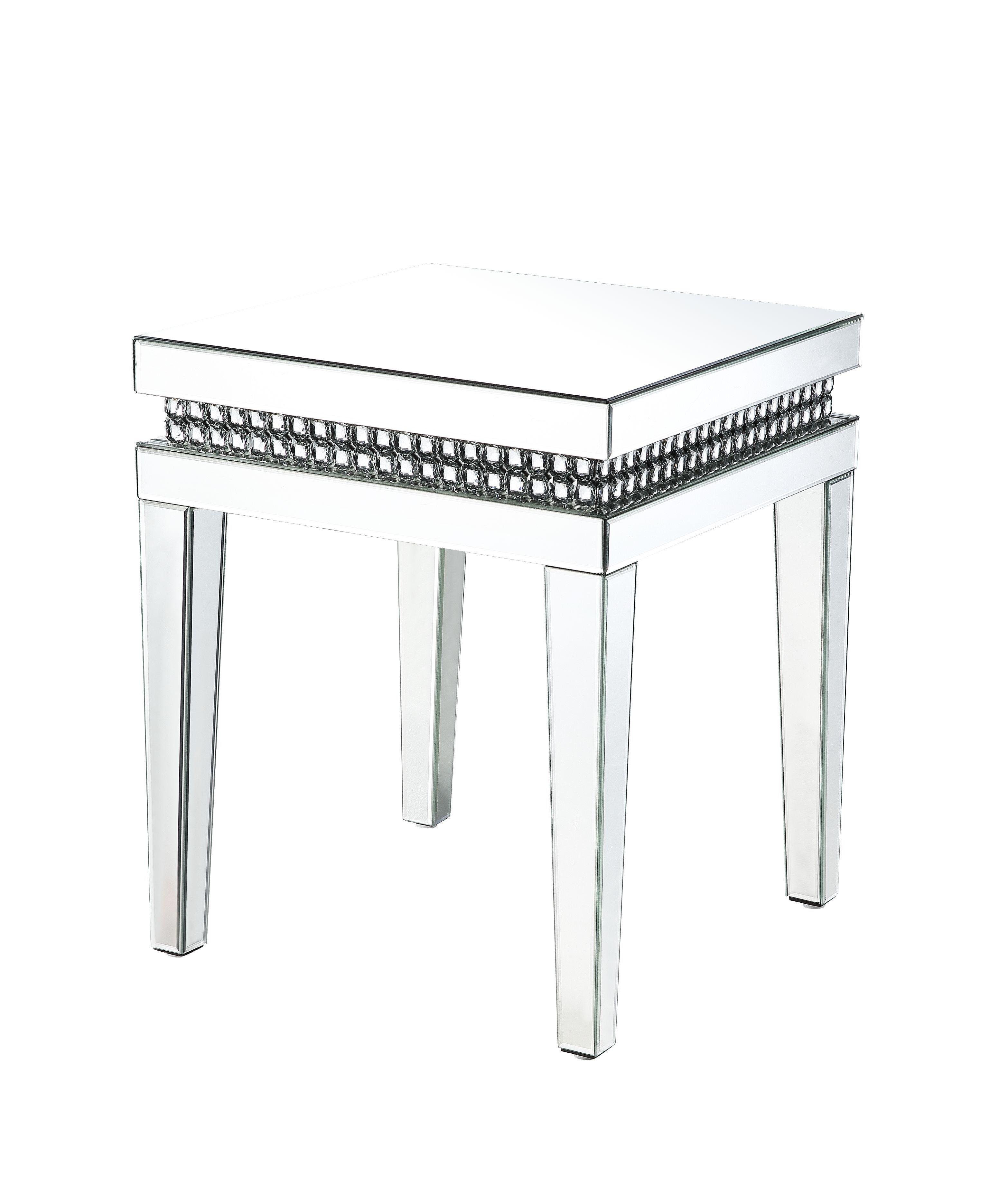 Modern End Table Lotus 88052 in Mirrored 