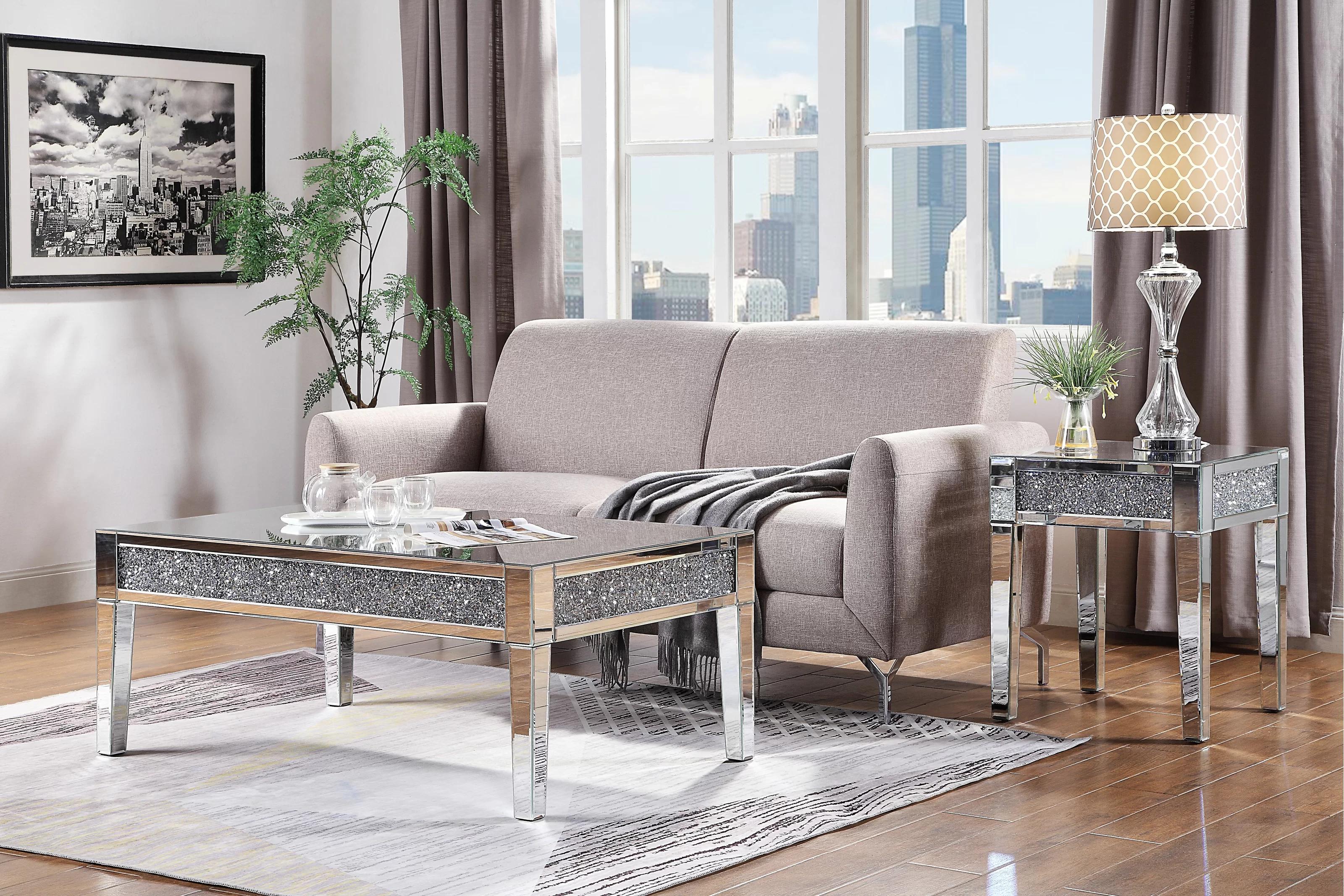 Modern Coffee Table and 2 End Tables Noralie 81415-3pcs in Mirrored 