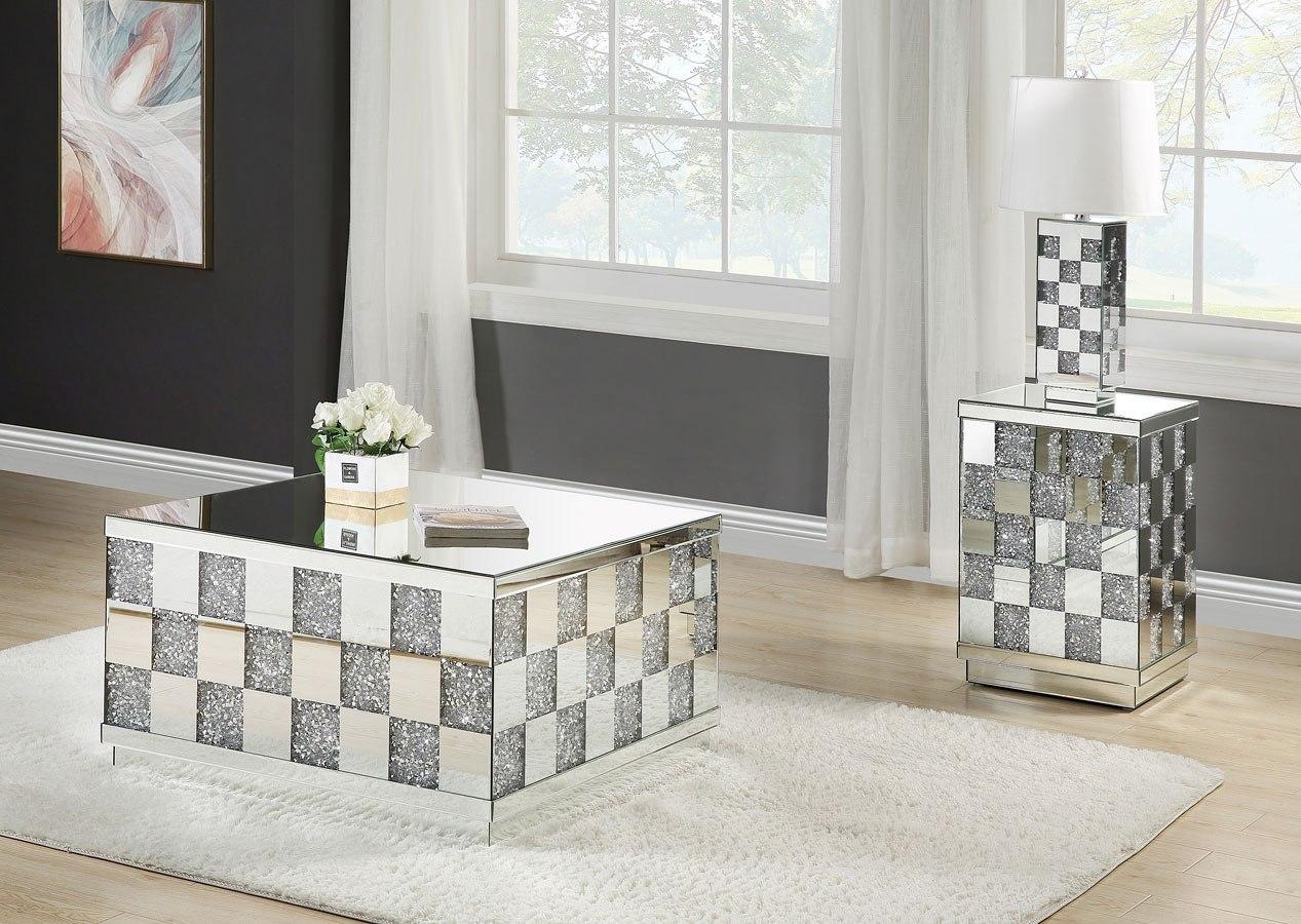 Modern Coffee Table and 2 End Tables Noralie 84690-3pcs in Mirrored 