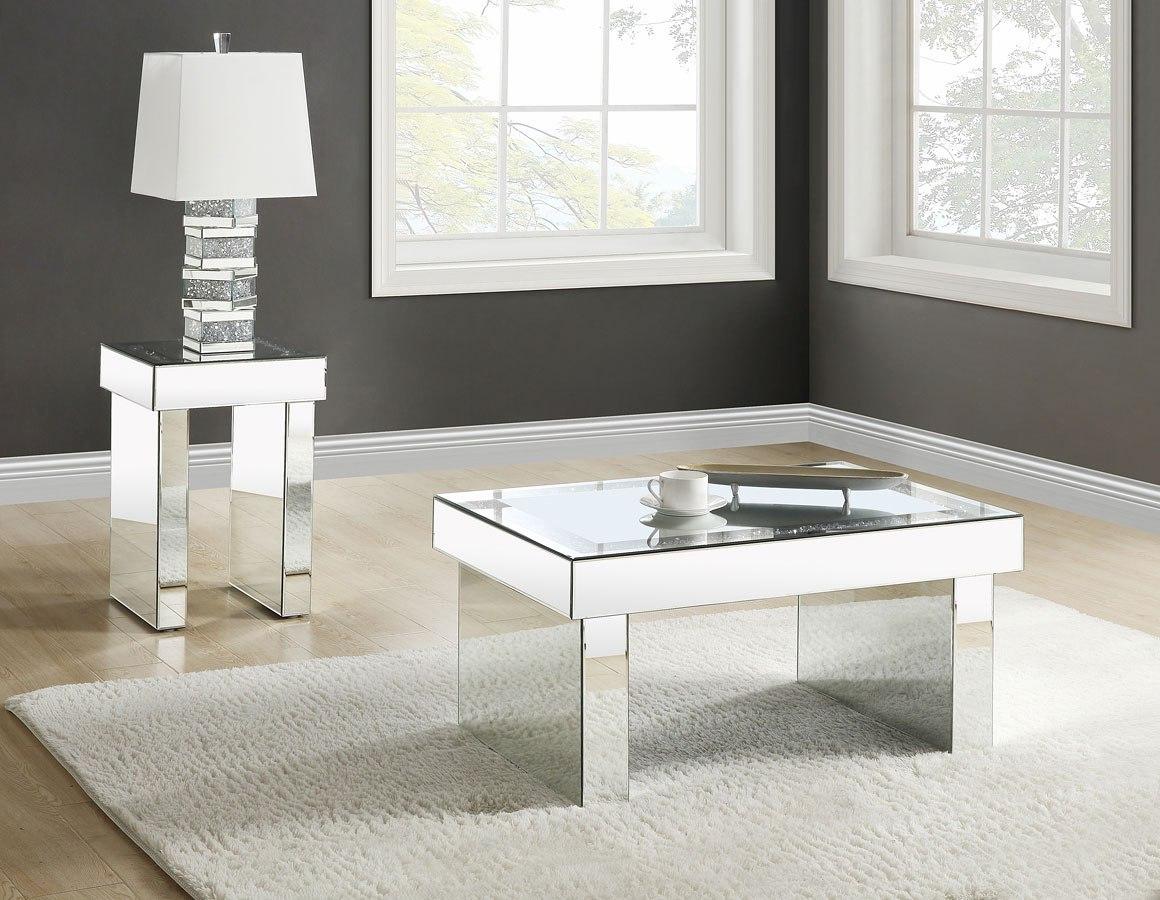 Modern Coffee Table and 2 End Tables Noralie 84700-3pcs in Mirrored 