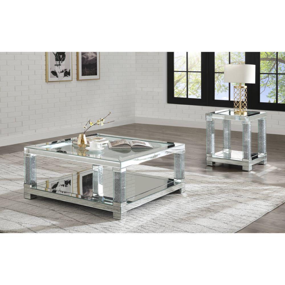 Modern Coffee Table and 2 End Tables Noralie 87995-3pcs in Mirrored 