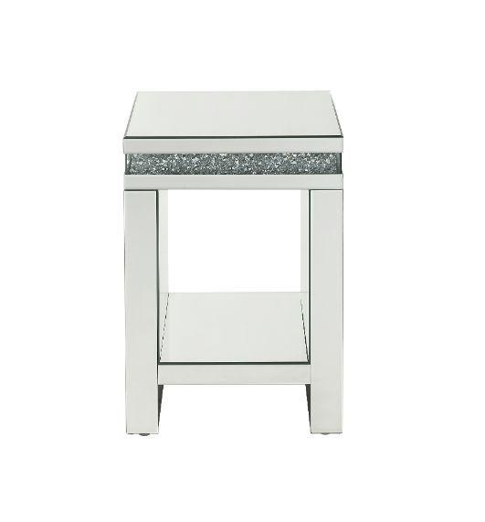 

    
Modern Mirrored & Faux Diamonds End Table by Acme Noralie 84717
