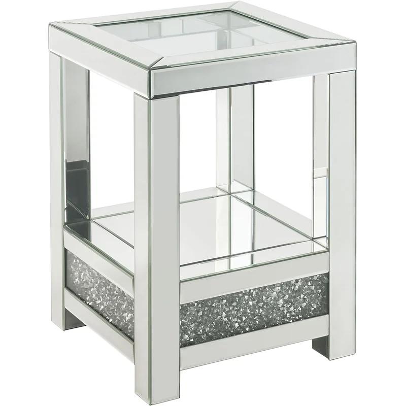 

    
Modern Mirrored & Faux Diamonds End Table by Acme Noralie 84732
