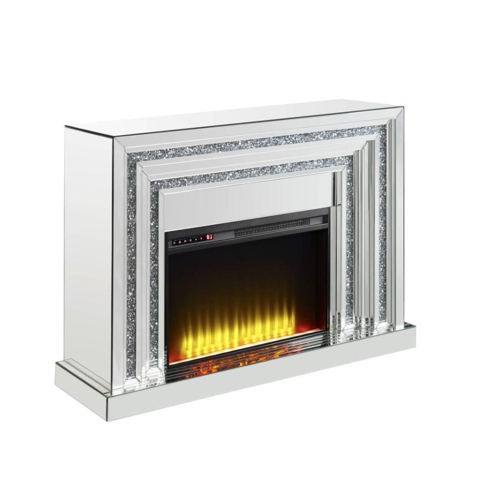 

    
Modern Mirrored & Faux Diamonds Fireplace  by Acme Noralie 90523
