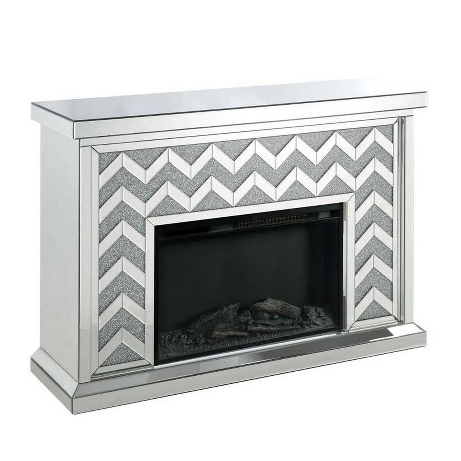 Modern Fireplace Noralie 90530 in Mirrored 