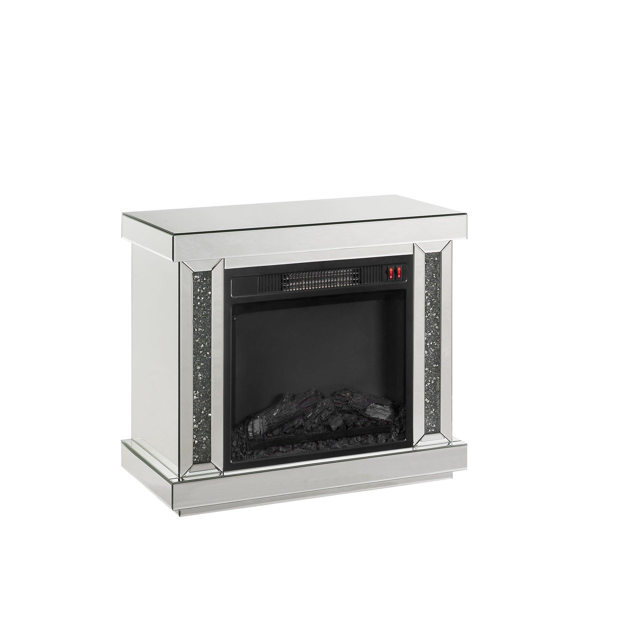 

    
Modern Mirrored & Faux Diamonds Fireplace  by Acme Noralie 90864
