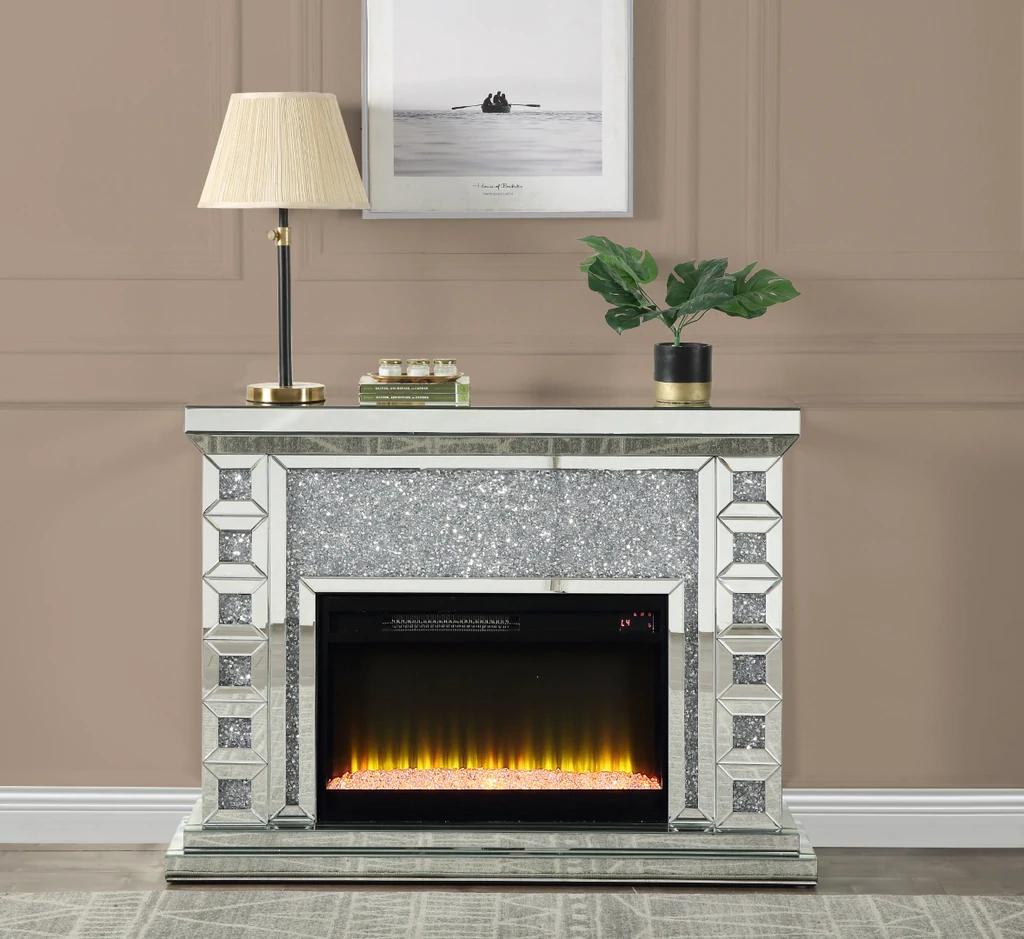 

    
Acme Furniture Noralie Fireplace Mirrored AC00507
