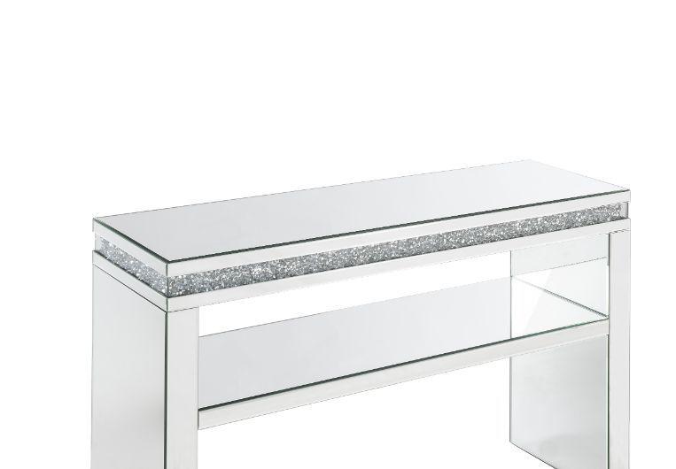 

    
Modern Mirrored & Faux Diamonds Sofa Table by Acme Noralie 90675
