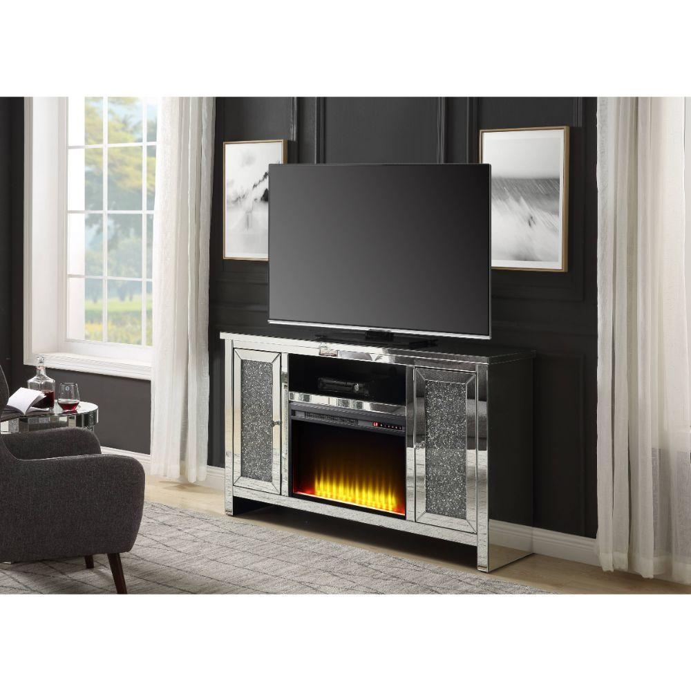 

                    
Buy Modern Mirrored & Faux Diamonds TV Stand with Fireplace by Acme Noralie 91775
