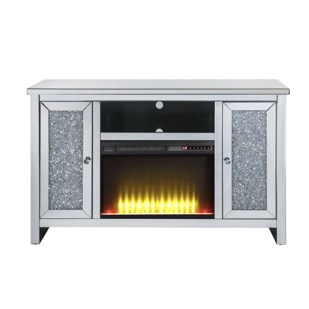 

    
91775 Modern Mirrored & Faux Diamonds TV Stand with Fireplace by Acme Noralie 91775
