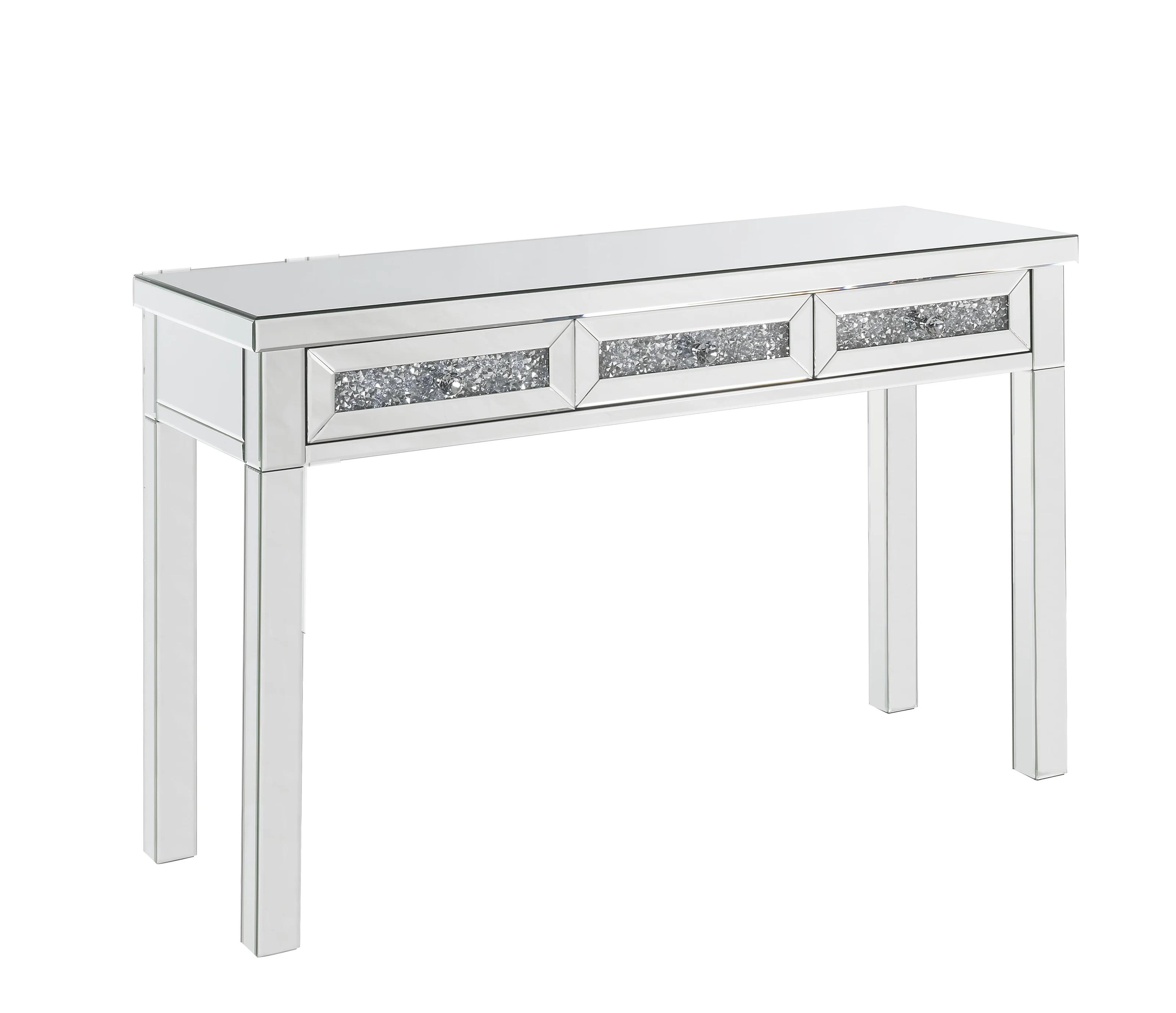 Modern Writing Desk Noralie 90672 in Glass, Mirrored, Clear 