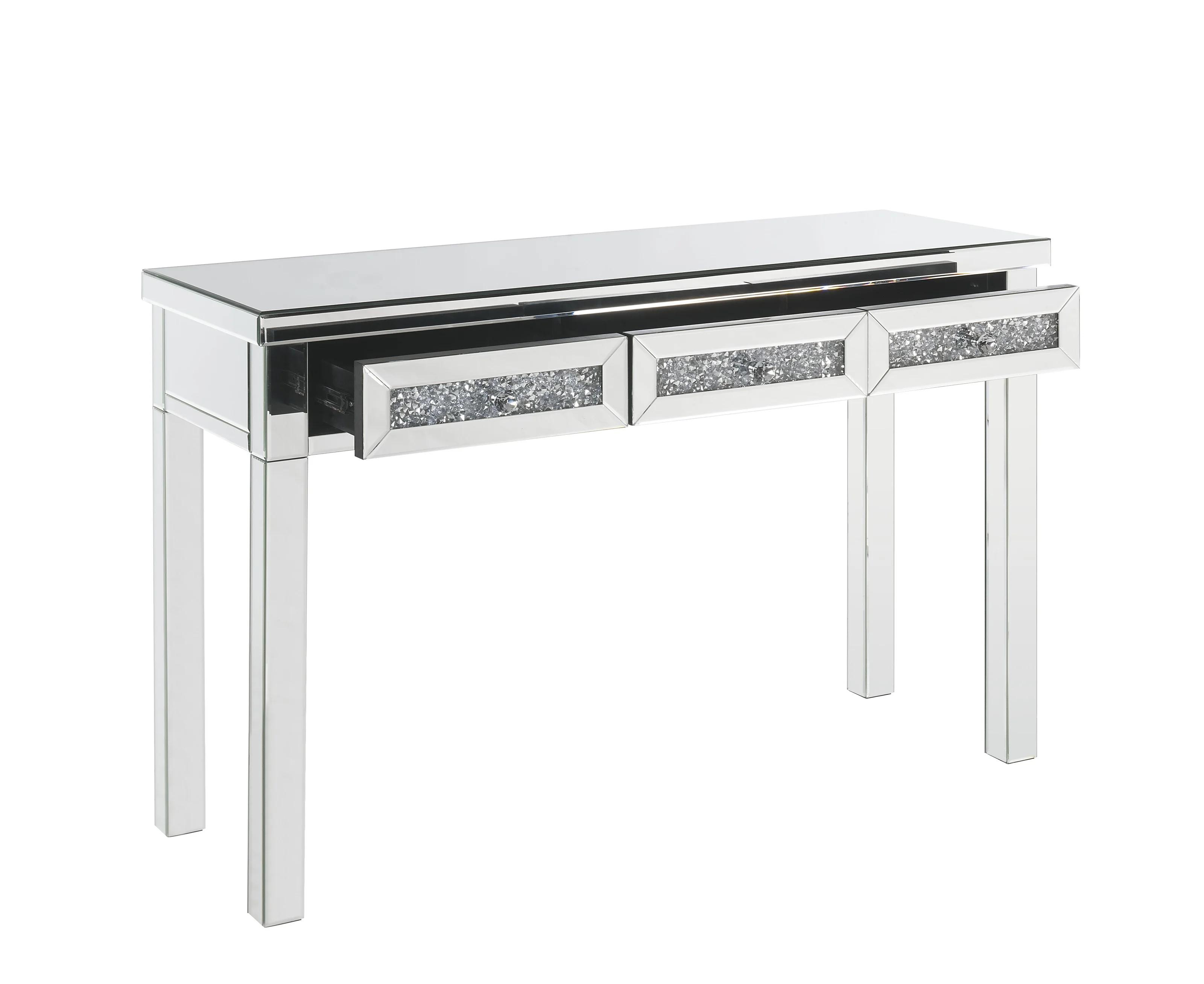 

    
Modern Mirrored & Faux Diamonds Writing Desk by Acme Noralie 90672
