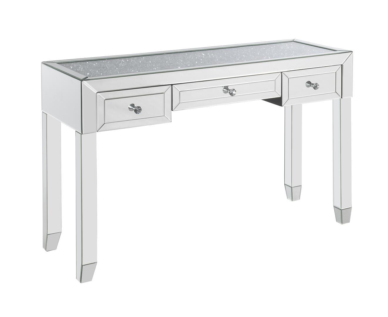 Modern Writing Desk Noralie 90673 in Glass, Mirrored, Clear 