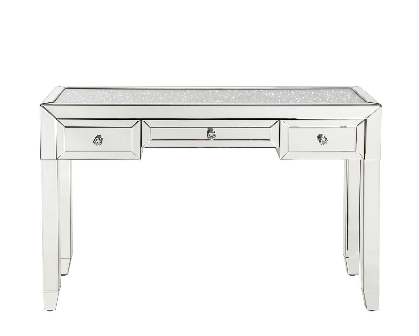 

    
Acme Furniture Noralie Writing Desk Glass/Mirrored/Clear 90673
