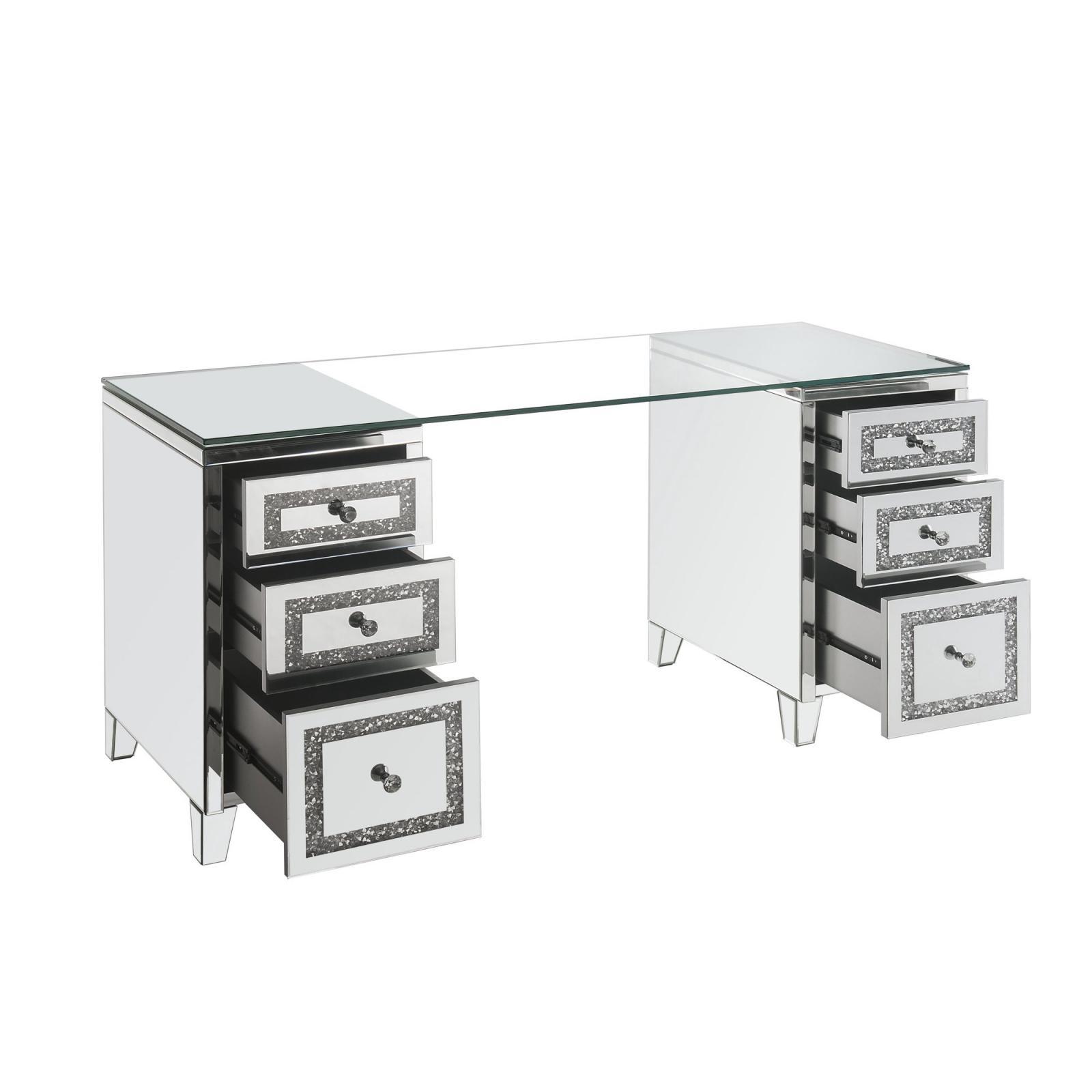 

    
Modern Mirrored & Faux Diamonds Writing Desk by Acme Noralie 93124
