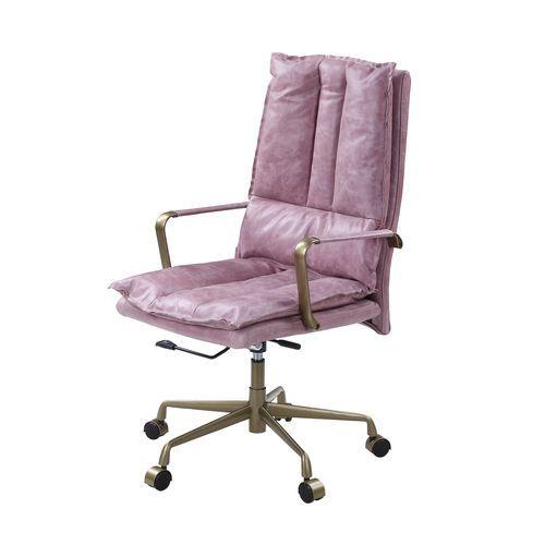 Modern Office Chair Tinzud OF00439 in Pink Leather