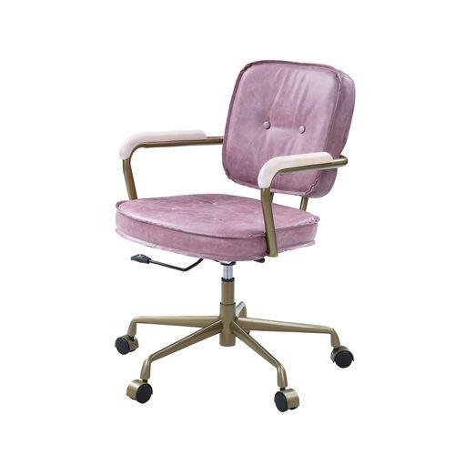 Modern Office Chair Siecross OF00400 in Pink Top grain leather