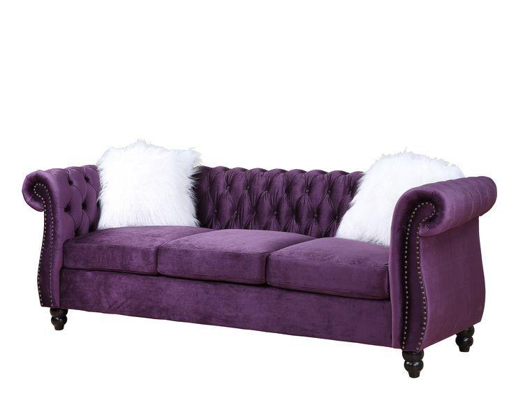 

    
Modern Purple Velvet Sofa by Acme Thotton LV00340
