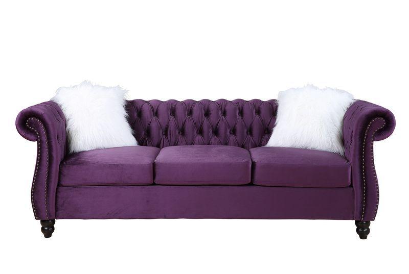 

    
Modern Purple Velvet Sofa by Acme Thotton LV00340
