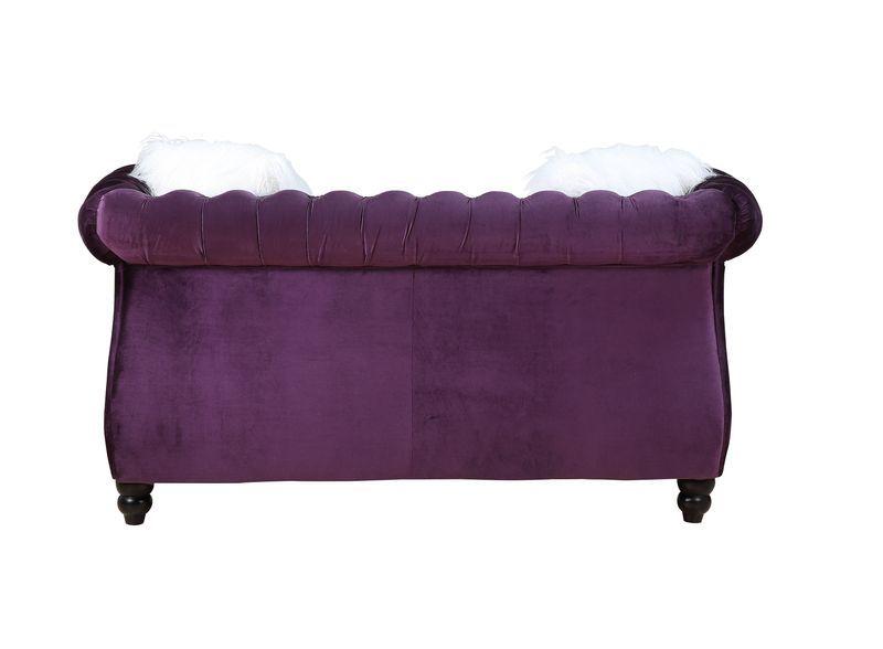 

    
LV00340-2pcs Modern Purple Velvet Sofa + Loveseat by Acme Thotton LV00340-2pcs
