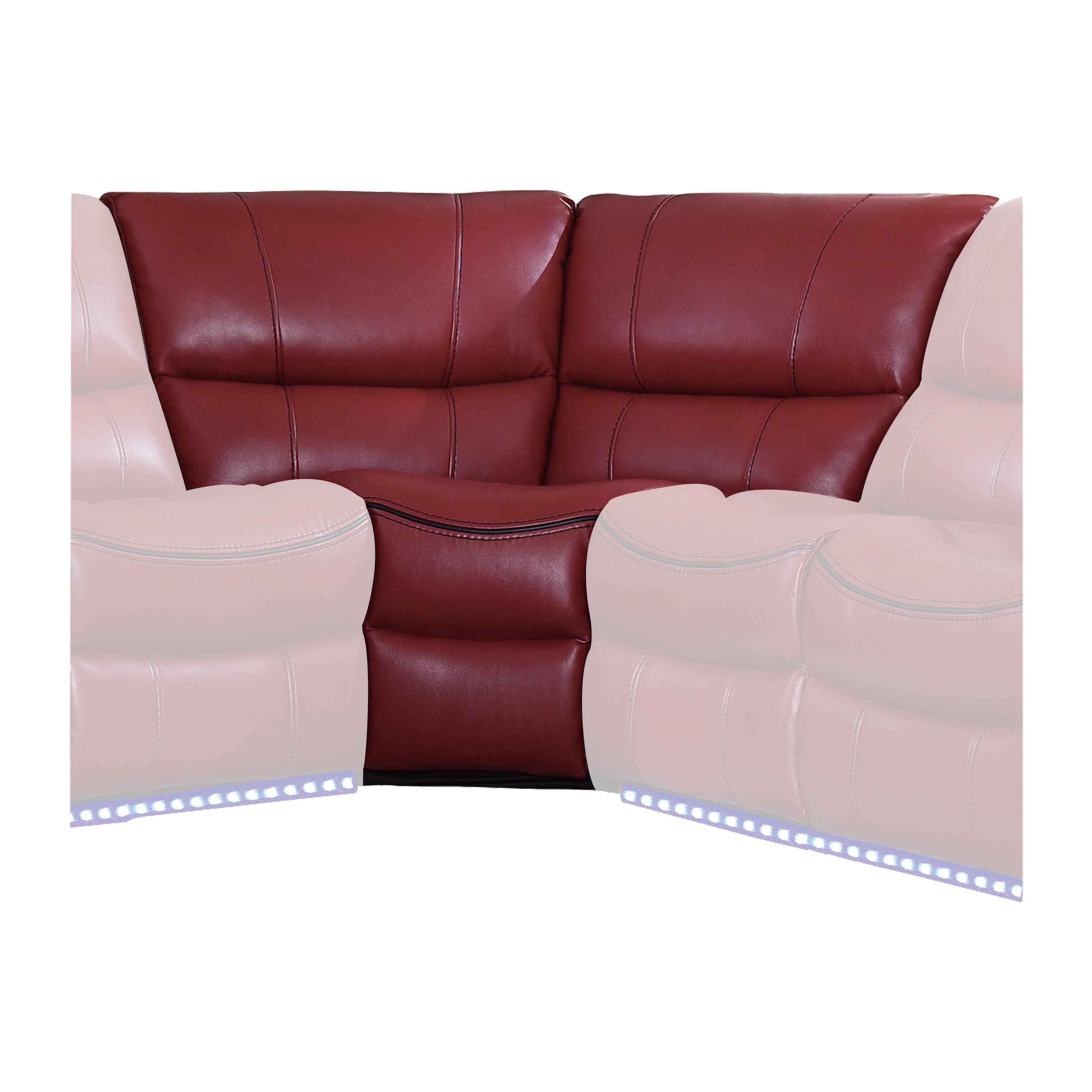 

    
Modern Red Faux Leather Corner Seat Homelegance 8480RED-CR Pecos
