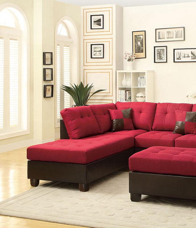 

    
3-Pcs Sectional Set F7601 Red Fabric Brown Faux Leather Poundex Modern
